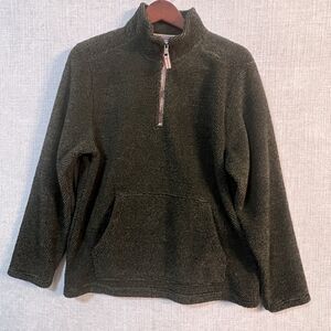 Telluride Clothing Company Fleece Long Sleeve Green 1/4 Zip Pull On Jacket Large